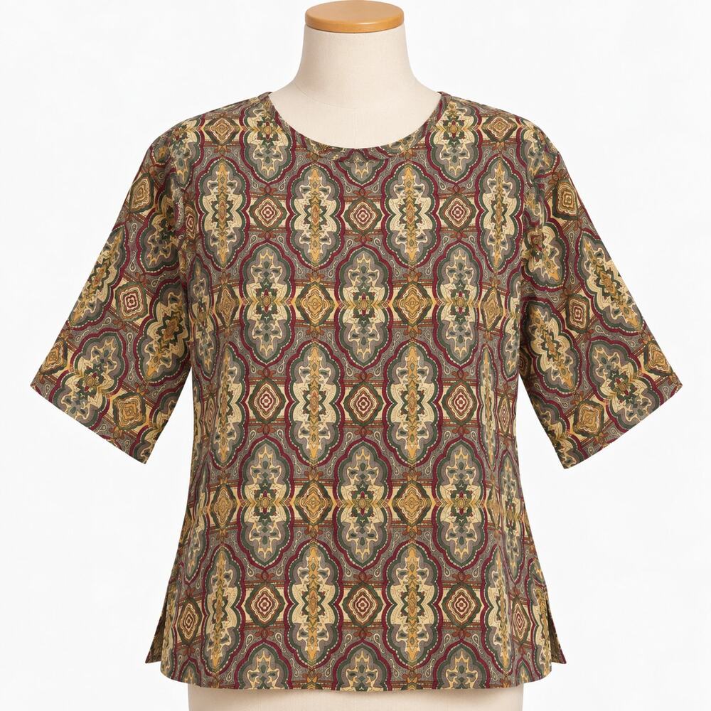 Vintage Pacific Silk Studio 100% Silk Paisley Tunic Top Women's Small